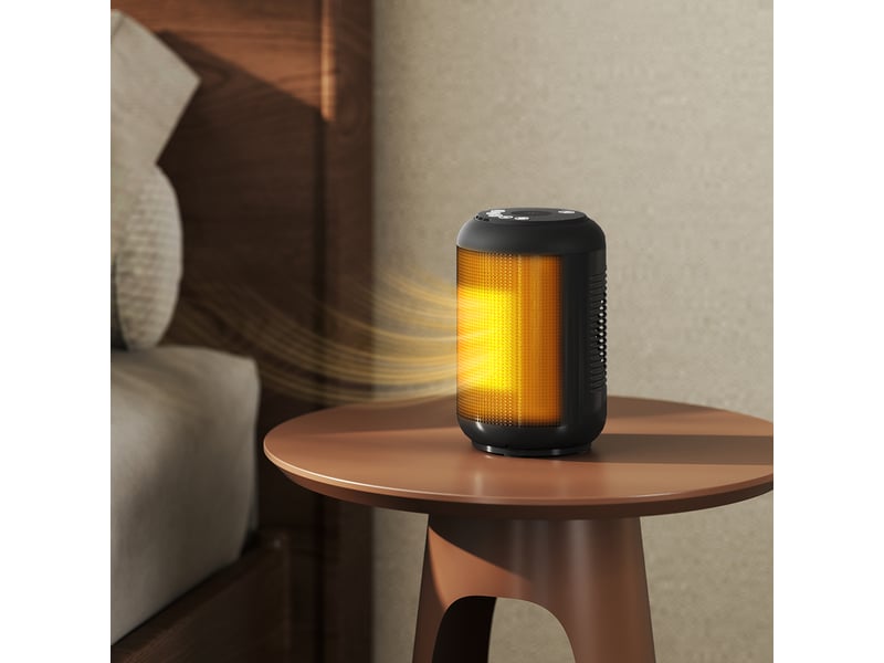  Chauffage électrique réglable, 3 modes, minuterie 24 heures, en pp et pa ignifugés, 14 x 14 x 21,5 cm, noir  - Conforama C
