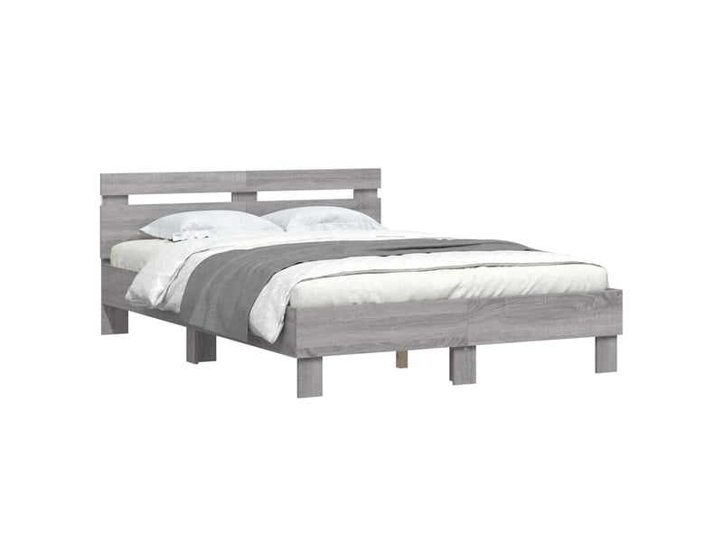  Lit double- lit adulte -  cadre de lit avec led sans matelas sonoma gris 135x190 cm  - Conforama B