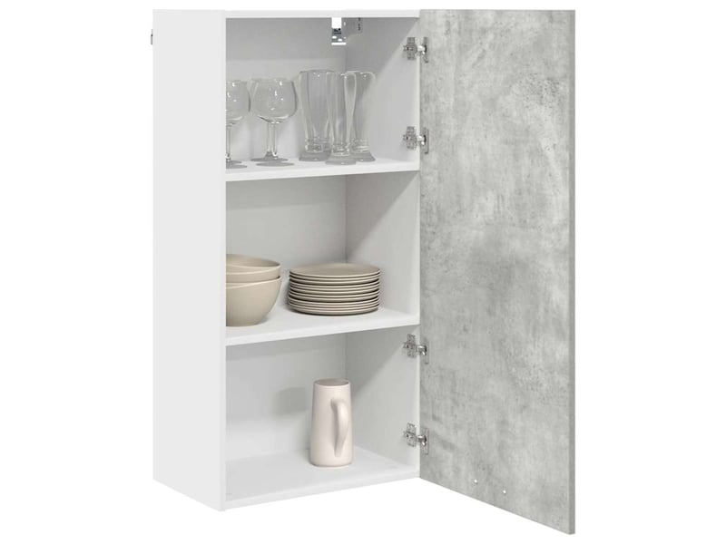  Meuble de rangement, armoire suspendue gris béton et blanc 50x31x100cm  - Conforama C