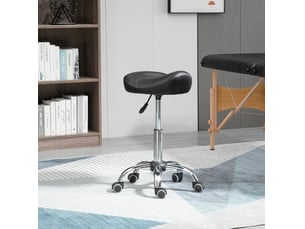 Tabouret de travail 48x48x54-69 cm à roulettes réglable en hauteur et pivotant, similicuir noir, charge max. 120 kg