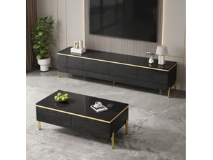 Table basse rectangulaire coloris noir <strong>MAISENTIEL</strong> <strong></strong> - 50 cmx100 cm