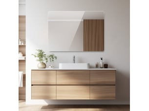 Miroir mural 80x60 cm sans cadre à angles arrondis argenté