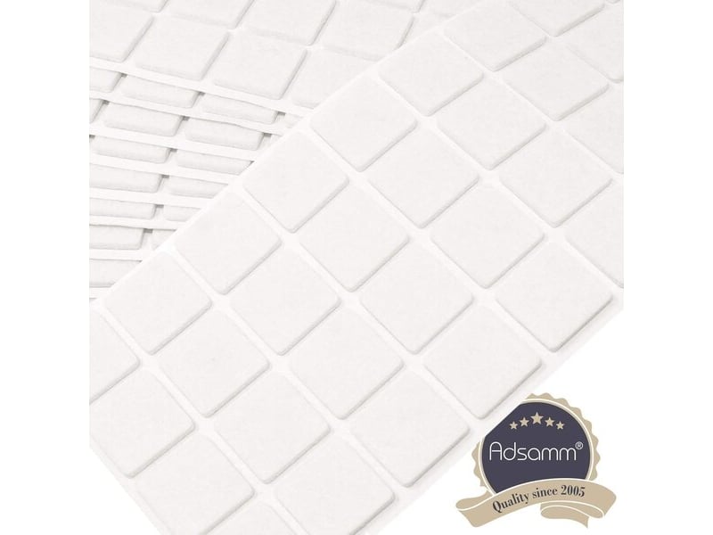  Jeu de 40 patins en feutre carrés blancs 25x25 mm, protecteurs autocollants anti-rayures de 3,5 mm de hauteur  - Conforama B