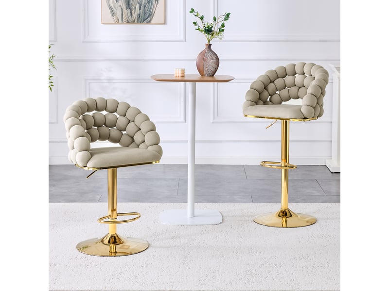  Lot de 2 tabourets de bar,45x52x112 cm,réglables en hauteur,velours,gris  - Conforama B
