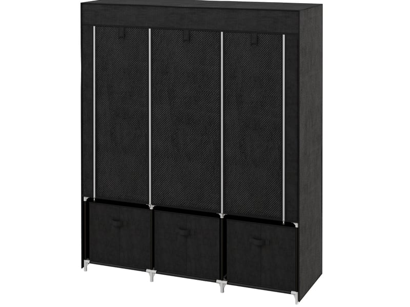  Armoire pliante 125x43x162,5 cm avec 3 tiroirs métal noir  - Conforama A