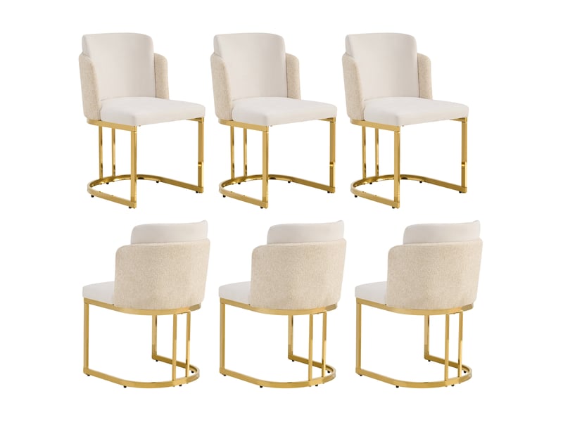  Lot de 6 chaises de salle à manger,61,5x53,5x86 cm,tissu chenille,beige et doré  - Conforama A
