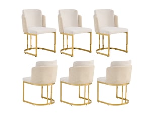 Lot de 6 chaises de salle à manger,61,5x53,5x86 cm,tissu chenille,beige et doré
