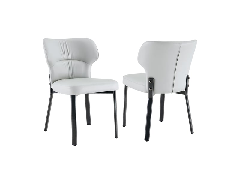  Lot de 2 chaises de salle à manger,avec pieds métal noir,similicuir,gris  - Conforama D