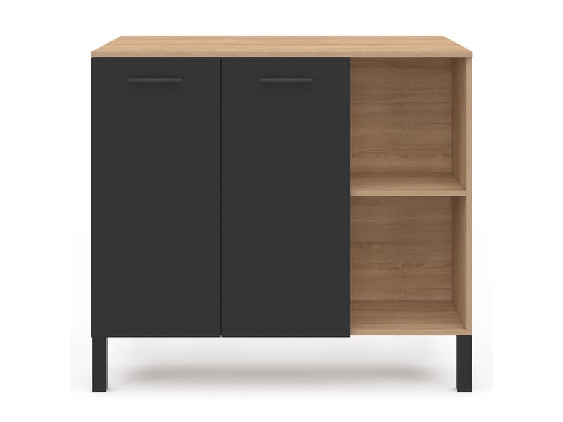Table de bar îlot cina 100 cm bois noir et plateau façon hêtre  - Conforama D