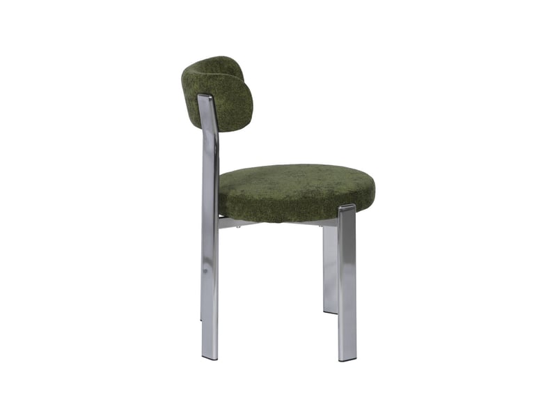  Lot de 2 chaises vintage acier chromé et tissu texturé kaki - gloria  - Conforama E
