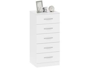 Commode 5 tiroirs en panneau de particules blanc 40 x 35 x 85 cm