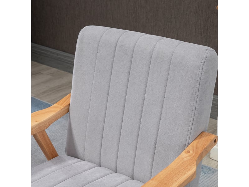  Fauteuil oreilles 68x74x82 cm style scandinave polyester gris clair  - Conforama C