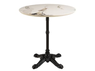 Icare - ensemble n°2: table bistrot d70cm en céramique marbré clair