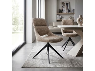 Chaise de repas pivotante 360° tissu doux taupe et pieds métal – maple
