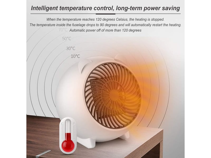  Chauffage soufflant portable 500 w, chauffe rapide, protection contre la surchauffe et le basculement, sûr et portable, économe en énergie, pour cham, multicolore  - Conforama E