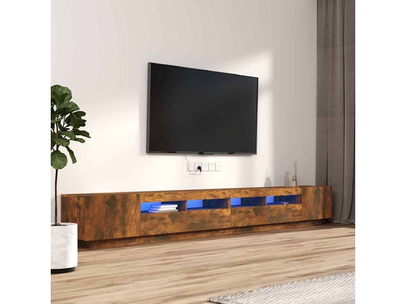  Ensemble de meubles tv avec lumières led 3 pcs chêne fumé  - Conforama B