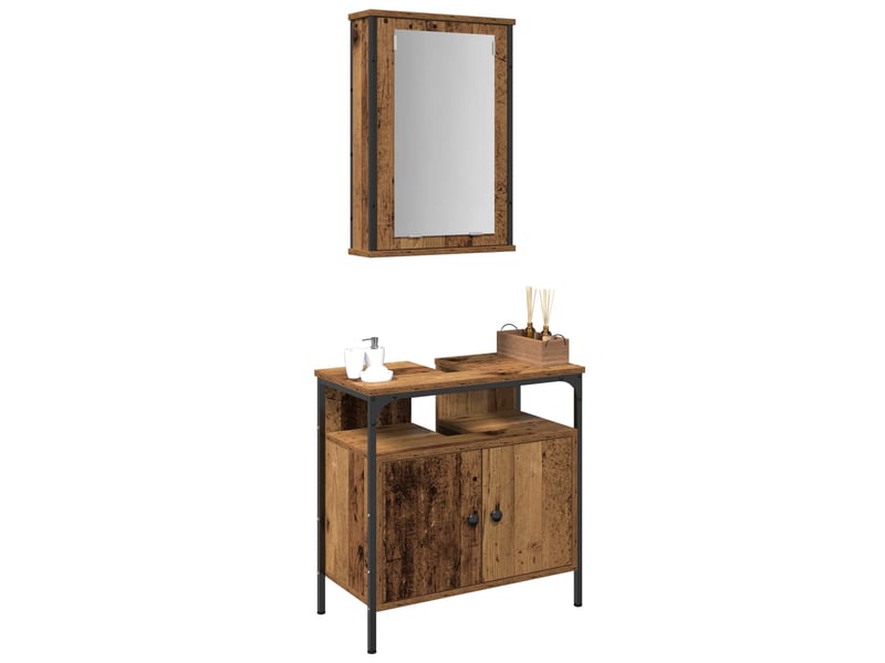  Ensemble de mobilier de salle de bain 2 pc marron cf64162  - Conforama A