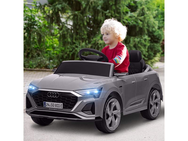  Audi q8 e-tron sportback voiture électrique pour enfants avec batterie 12v, télécommande, phares, klaxon et musique, grise  - Conforama C
