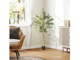 Olivier artificiel en pot 15 x 15 x 150 cm – vert – branches façonnables et base cimentée stable