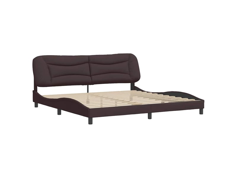  Lit double- lit adulte -  cadre de lit sans matelas hvar marron foncé 200x200 cm tissu  - Conforama B