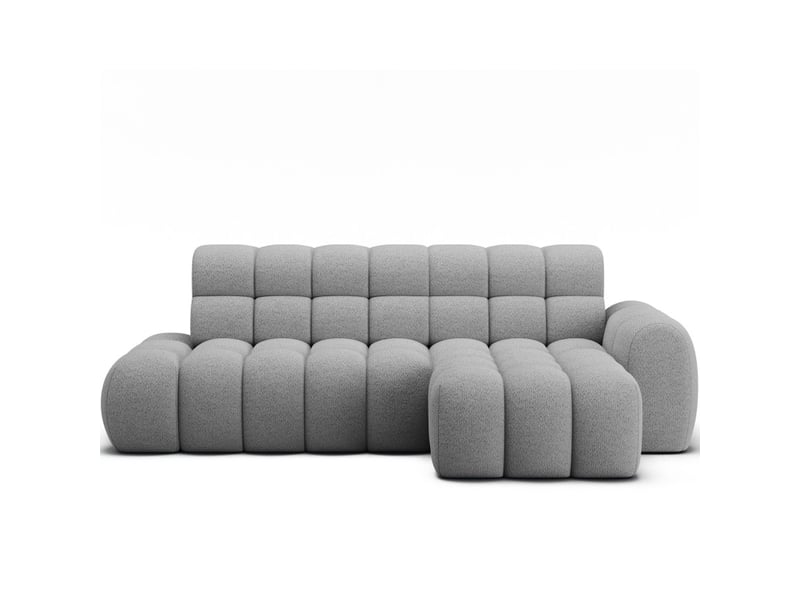Canapé d'angle convertible bulla 3 places gris – tissu bouclette avec extension d'assise électrique - Conforama A