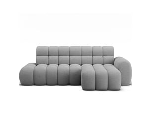 Canapé d'angle convertible bulla 3 places gris – tissu bouclette avec extension d'assise électrique