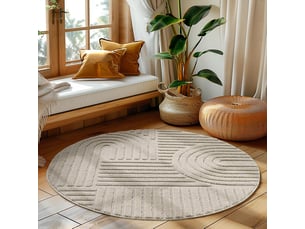Tapis rond à relief lena beige 200x200cm
