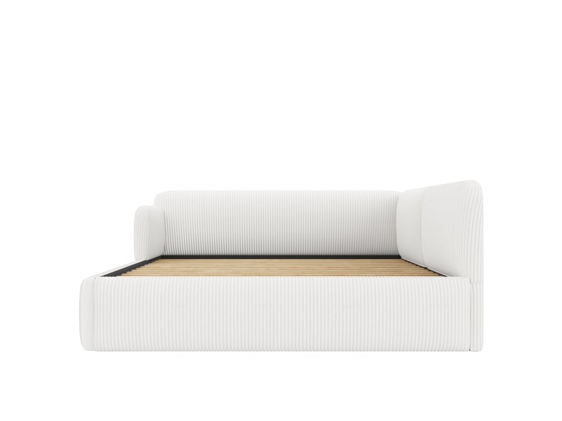  Lit rembourré pour enfant, 140 x 200 cm, avec rangement sous le lit et barrière de sécurité latérale, blanc  - Conforama A