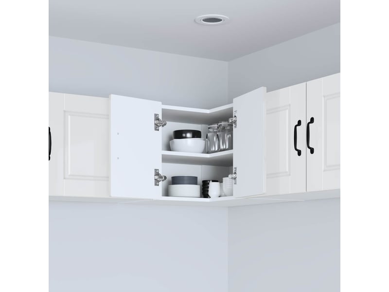 Meuble mural de cuisine, armoire d'angle cuisine porto blanc brillant 57x57x40cm - Conforama D