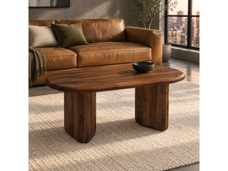  Table basse ovale mdf aspect noyer 99 cm homvra  - Conforama B