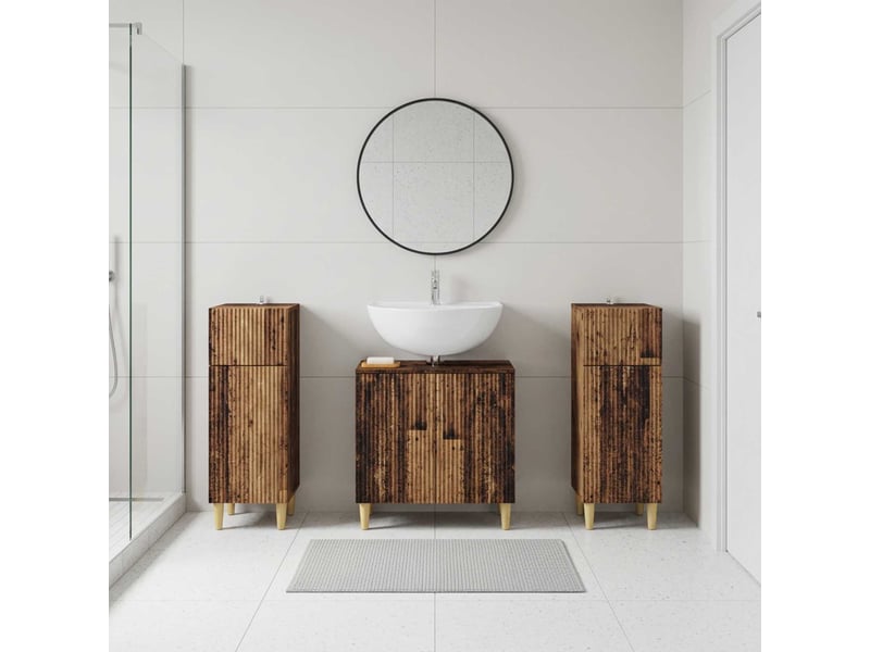 Ensemble de meuble de salle de bain 3 pièces arnhem bois ancien cf63316 - Conforama B