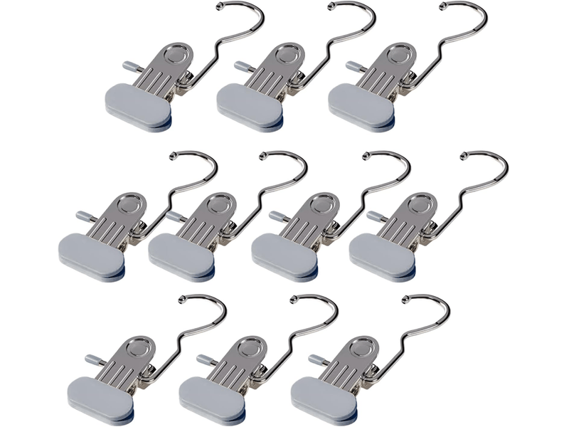 Crochets muraux pinces à linge, épingles à linge, structure à ressort robuste en acier inoxydable, design peu encombrant, idéal pour chapeaux, manteaux, chaussettes, gris - Conforama A