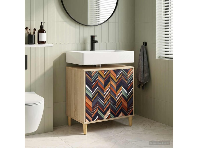  Armoire de salle de bain, meuble de rangement ommen sonoma 60x40x60 cm  - Conforama B