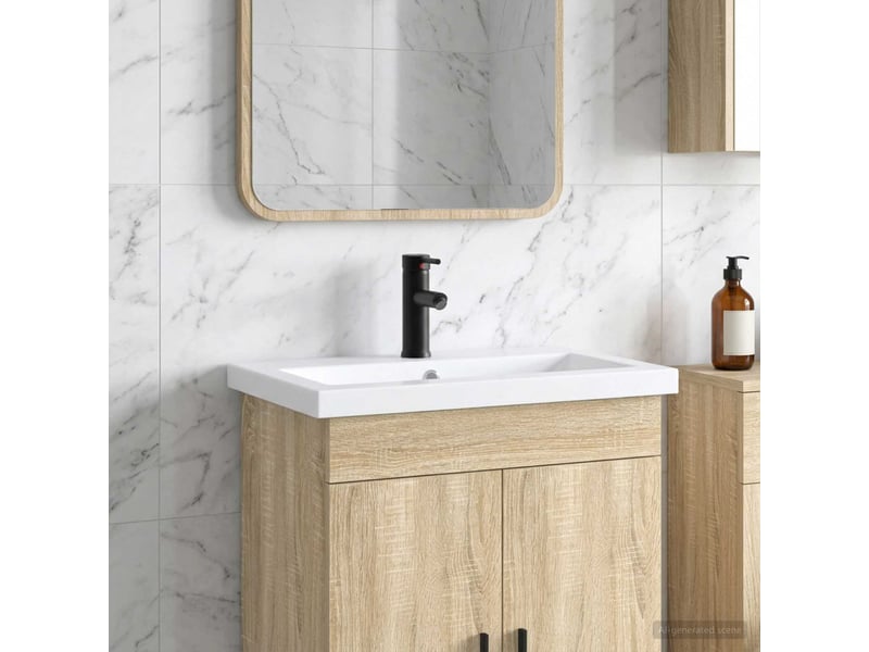  Lavabo de salle de bains noir mat 61x40x16.5 cm métal  - Conforama B