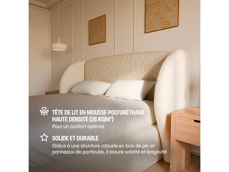  Lit design plénitude drimz - 140x190cm tissu bouclé Plénitude - Conforama E