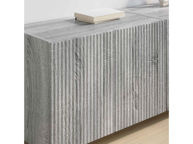  Meuble tv - banc tv - meuble de rangement mural 2 pcs gris sonoma bois d'ingénierie  - Conforama D