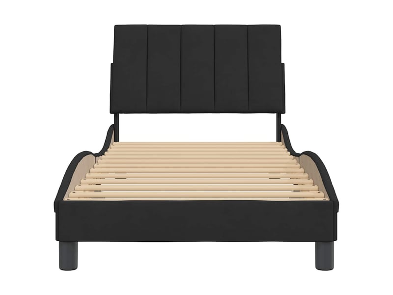  Lit simple- lit adulte -  cadre de lit sans matelas hanko noir 80x200 cm velours  - Conforama D