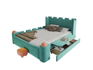 Lit avec rangement 140x200 cm <strong>OKWISH</strong> <strong></strong> coloris vert