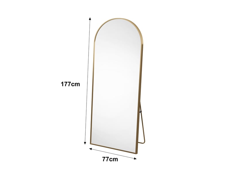 Miroir pleine longueur arqué 177 x 77 cm miroir mural salon avec cadre en aluminium, verre trempé - Conforama C