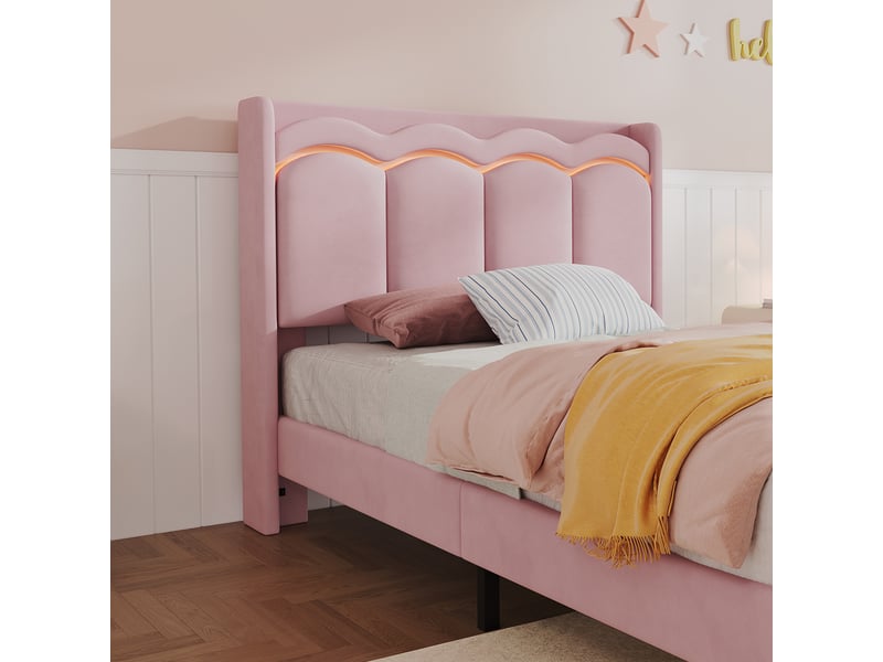  Lit enfant en velours rose 90 x 200 cm  - Conforama E