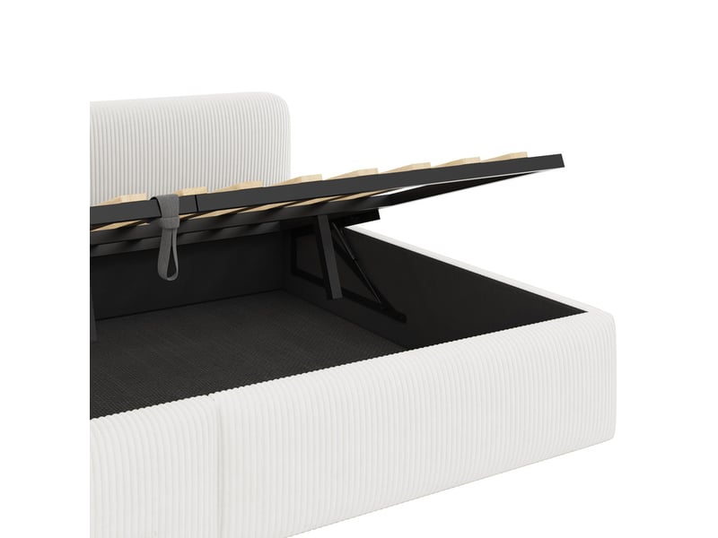  Lit rembourré pour enfant, 140 x 200 cm, avec rangement sous le lit et barrière de sécurité latérale, blanc  - Conforama E