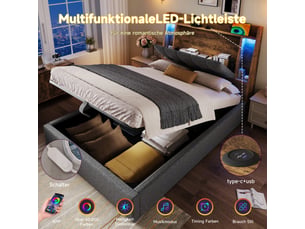 Lit coffre 90x200 cm <strong>ZOVIRA</strong> <strong></strong> coloris gris