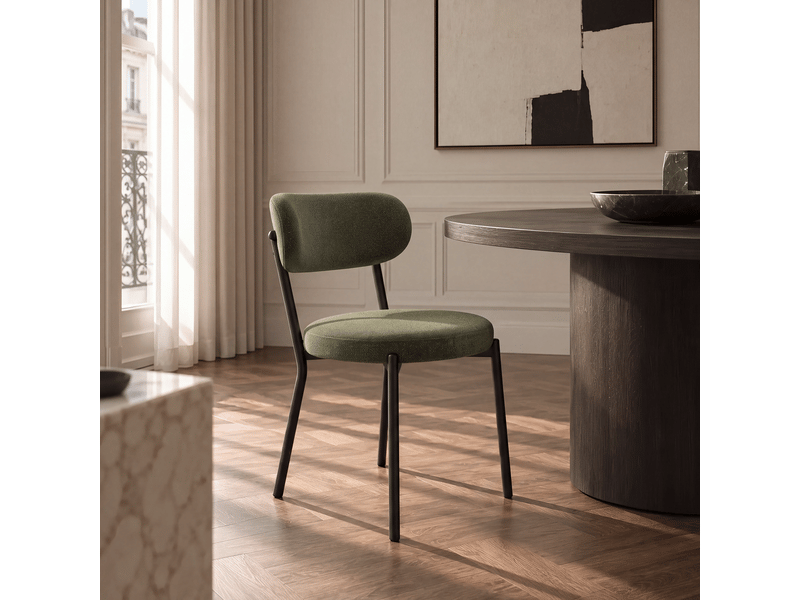  Lot de 2 chaises en tissu tramé toucher doux vert vintage bailey SC66VTVV - Conforama B