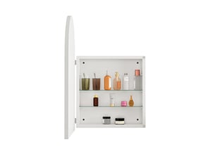 Meuble miroir mural encastrable avec 2 étagères réglables, cadre en métal blanc, pour salle de bain et chambre