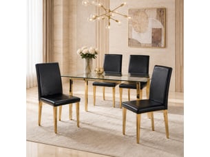 Lot de 4 chaises de salle à manger,41x47x90 cm,similicuir et métal doré,noir