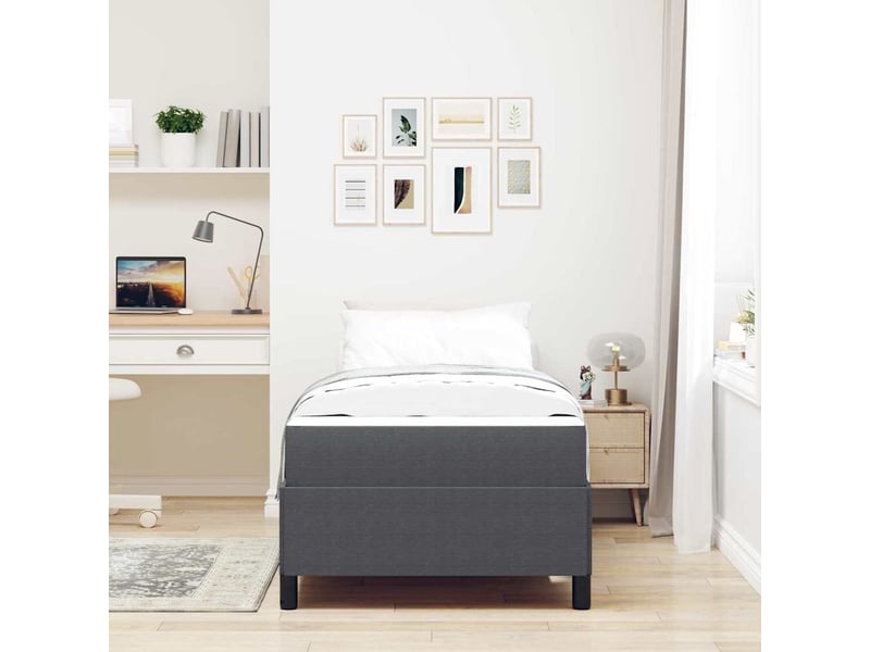 Lit simple- lit adulte - cadre de lit avec matelas gris foncé 100 x 200 cm tissu - Conforama B