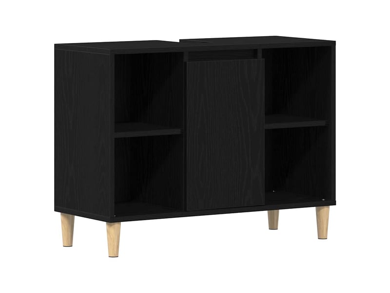  Meuble sous-évier, meuble de rangement chêne noir 80x33x60 cm bois d'ingénierie  - Conforama E