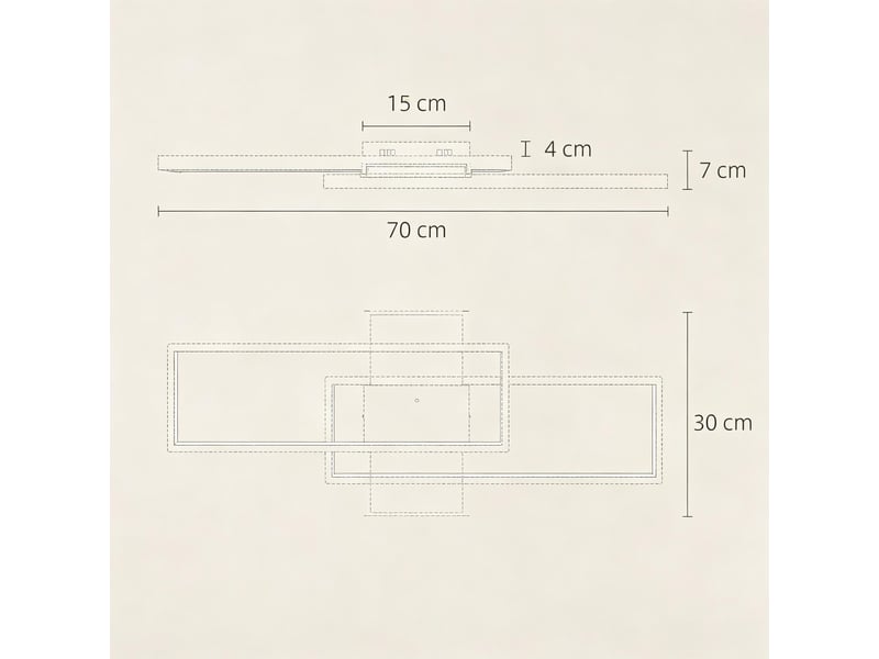 Plafonnier led,70x30x7 cm,meulva,43 w avec télécommande,acier et plastique,noir - Conforama C
