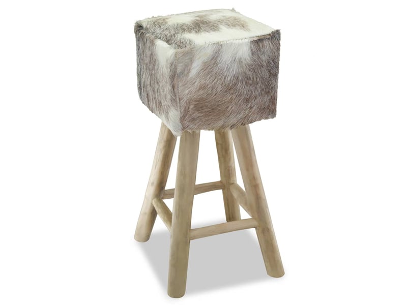  Tabouret de bar, chaise de bar cuir de chèvre et bois de teck solide shl5284  - Conforama D