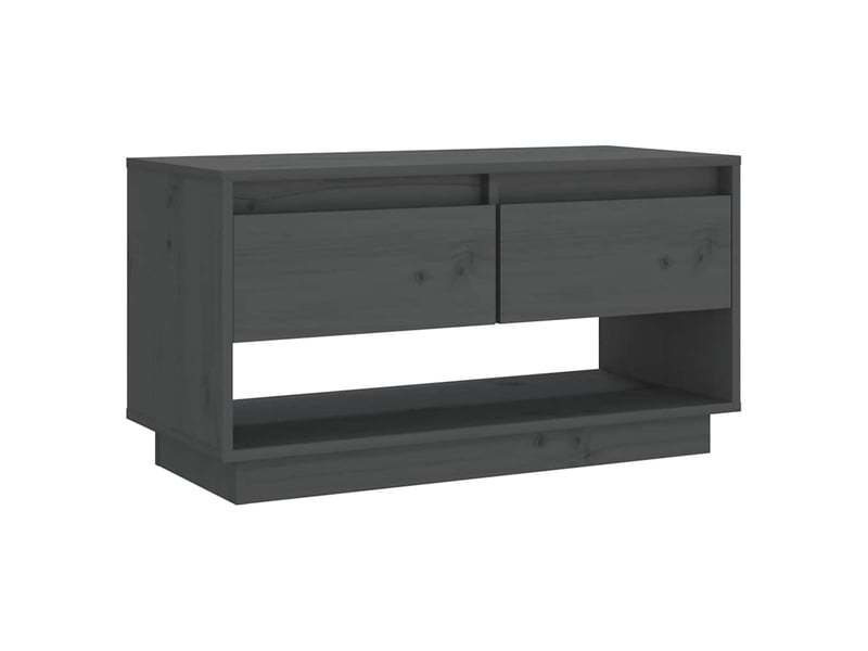  Meuble tv - banc tv - meuble de rangement gris 74x34x40 cm bois de pin massif  - Conforama A